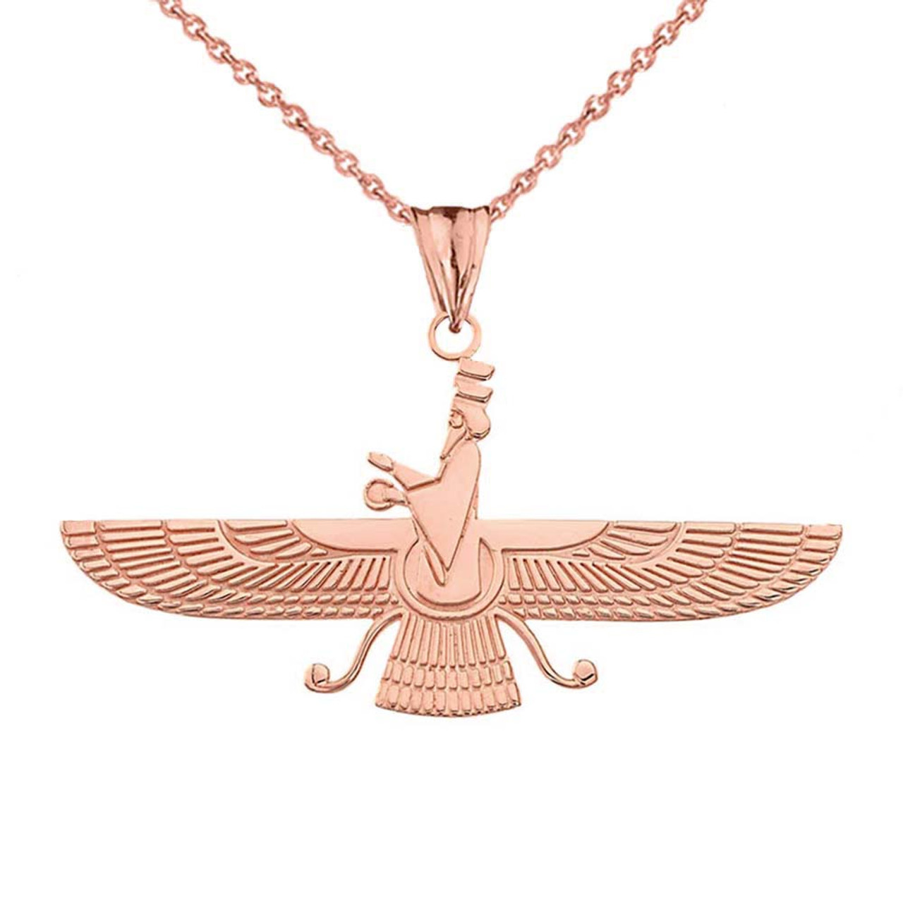 Gold Faravahar Pendant Necklace (Available in Yellow/Rose/White Gold)