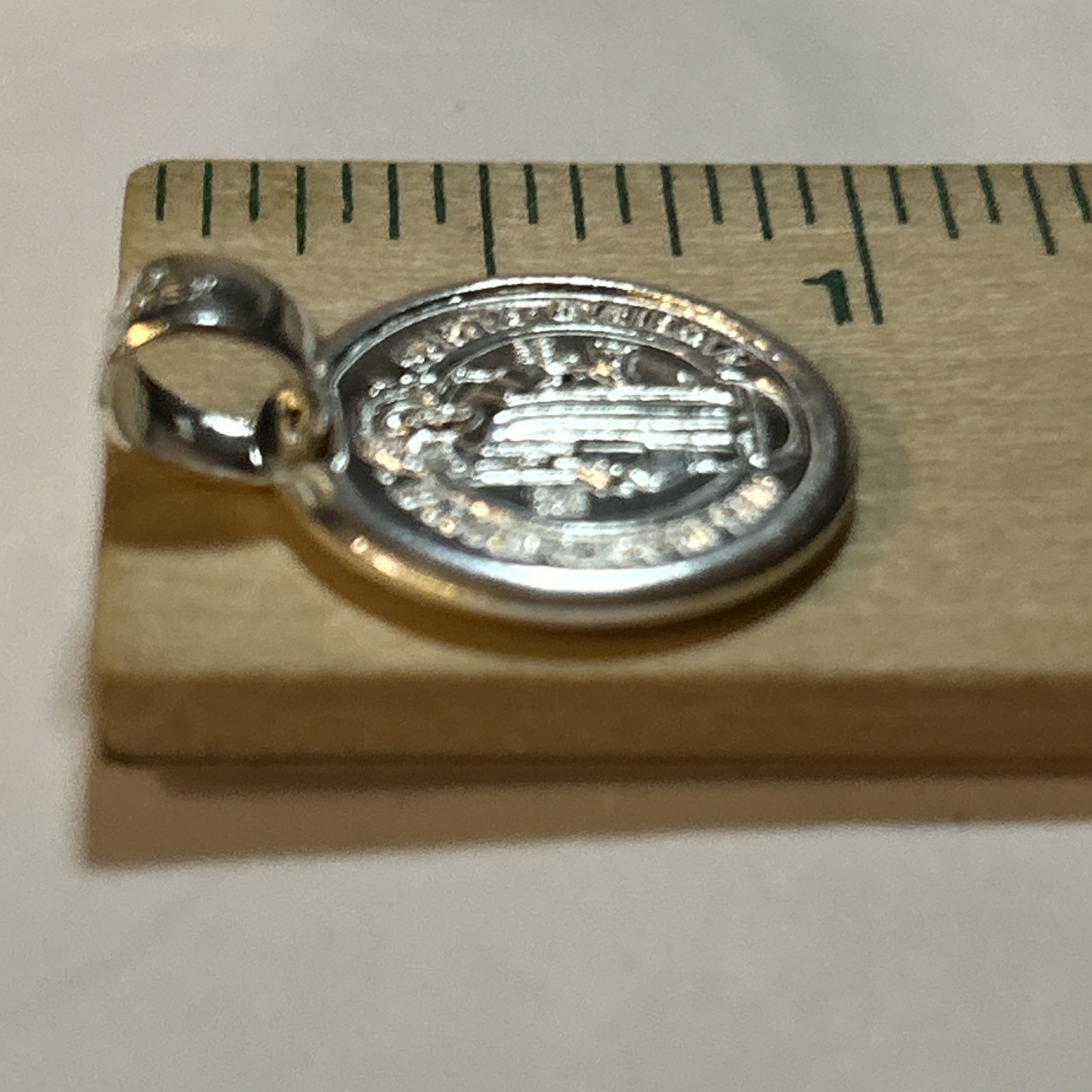 925 Sterling Silver Saint Benedict Medal Round Pendant 2 Sided Prayers NEW Solid