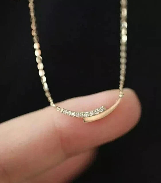Lab Created Diamond 1Ct Round Cut 14K Yellow Gold Plated Women’s Beauty Necklace