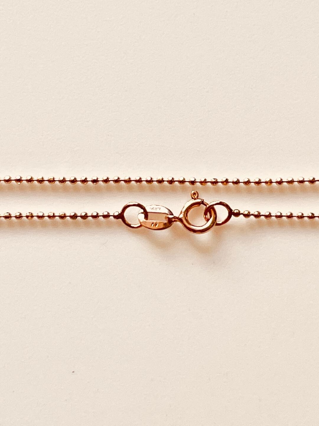 14K Rose Gold Beads Chain 1.7 Grams W: 0.8 mm L: 18 inches (45 CM)-32