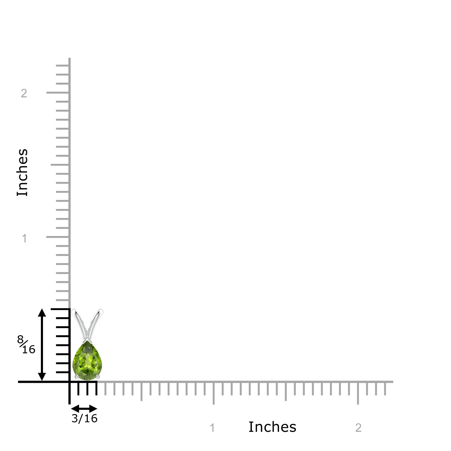 Angara Natural V-Bale Pear-Shaped Peridot Solitaire Pendant Necklace in Silver