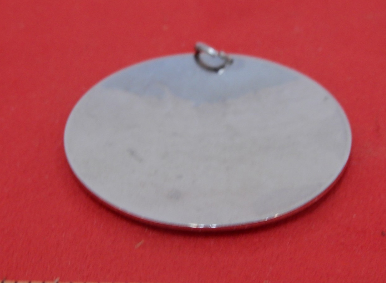 Jewelry -Silver Disc. Pendant Etched &Stamped DeGrazia 1978 – Angels & Cactus