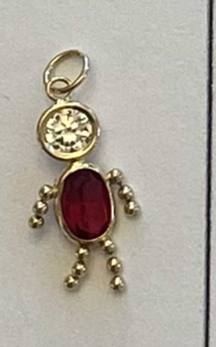 Vintage 14KT Yellow Gold BIRTHSTONE BABY BOY / GIRL Charm PENDANT gemstone MOM