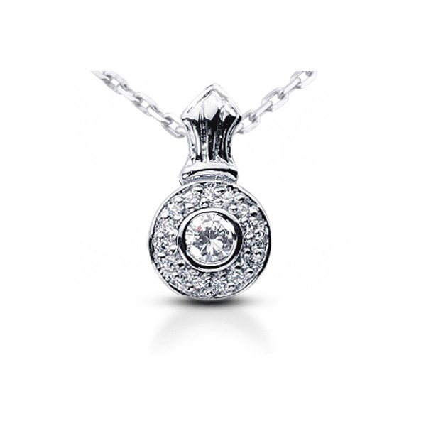 0.57ctw D SI1 Round Cut Earth Mined Certified Diamonds White Gold Halo Pendant