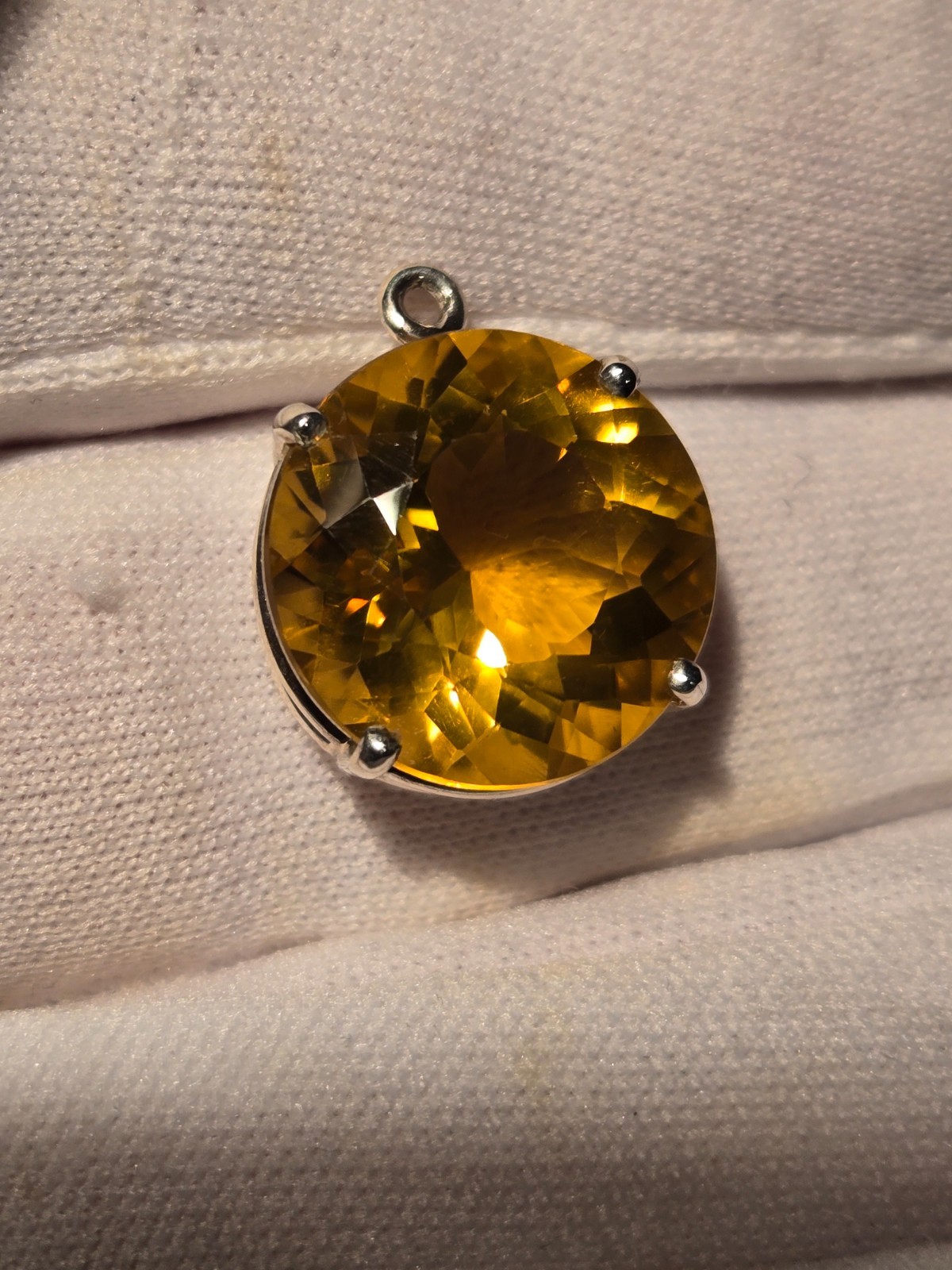 EXCELLENT CITRINE PENDANT 10.03CT NATURAL GLOWING/GREAT SATURATION/COLOR/LUSTER!