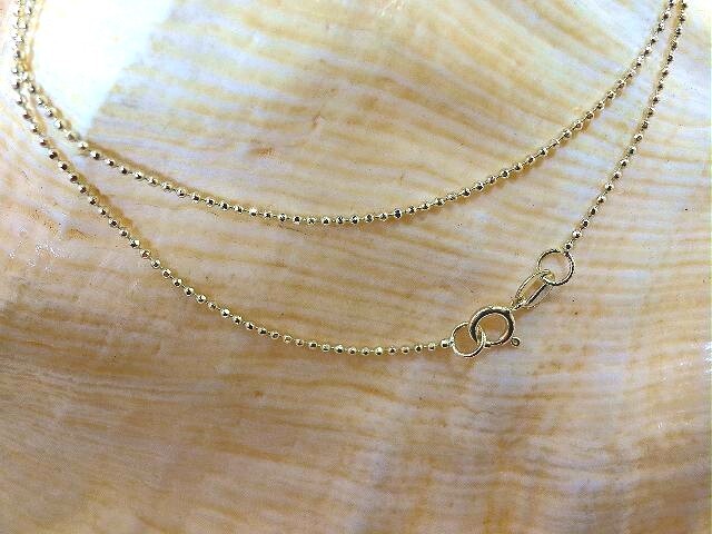 1MM PETITE SOLID 14K YELLOW GOLD DIAMOND CUT DC BALL BEAD CHAIN NECKLACE 16″-24″