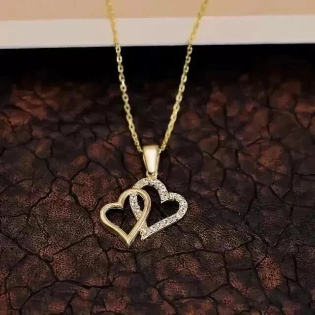 1Ct Round Cut Real Moissanite Women’s Heart Pendant 14K Yellow Gold Plated
