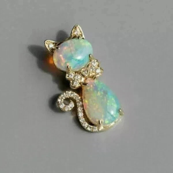 3Ct Oval Cut Lab Created Fire Opal Gorgeous Women Pendant 14K Yellow Gold Plated