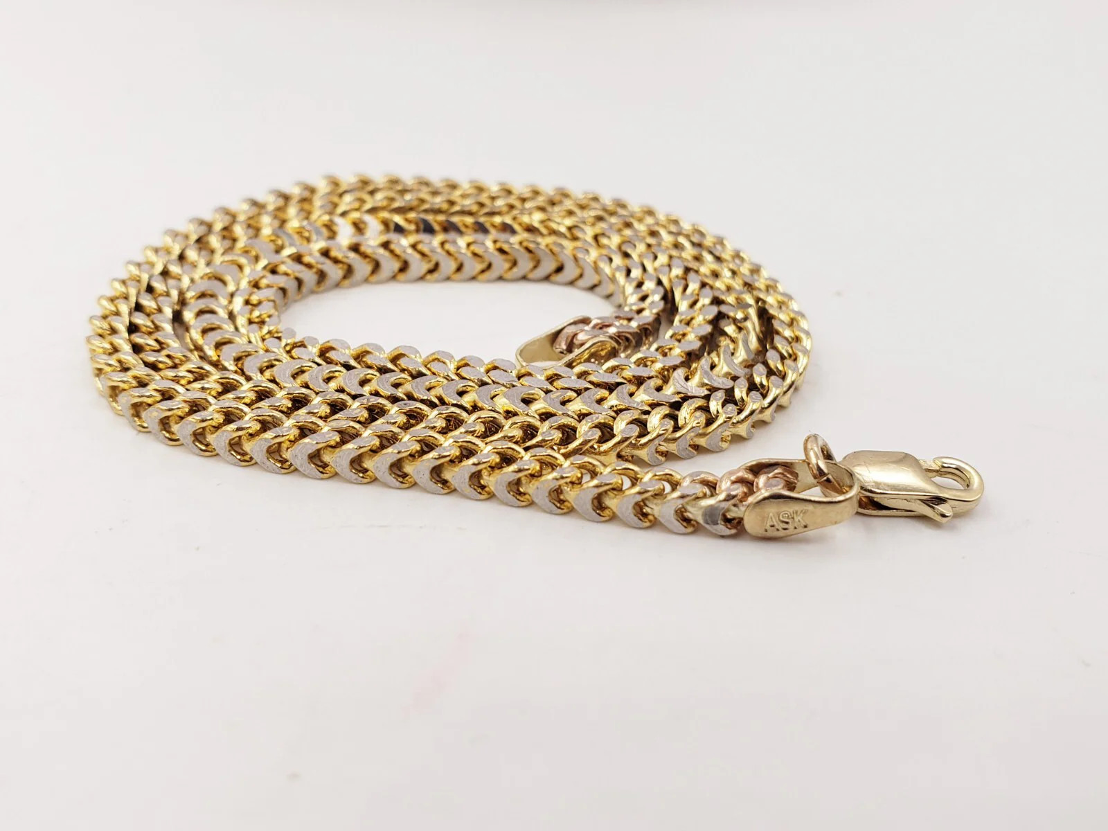 10K Yellow Gold Hollow Franco Chain 2 Tone Diamond Cut 18.02 ” Long x (W)2.90mm