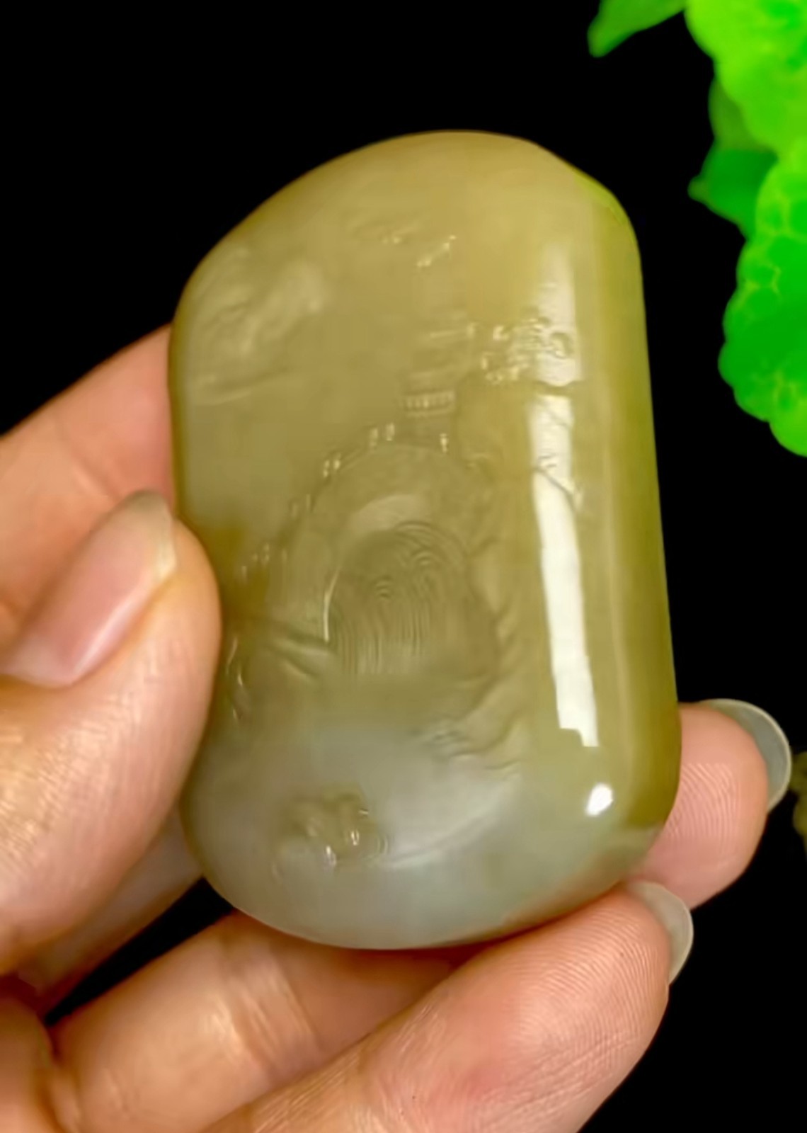 Natural Jade HeTian Nephrite Yellow Amulet Dragon Tiger Pendant Certified 0630