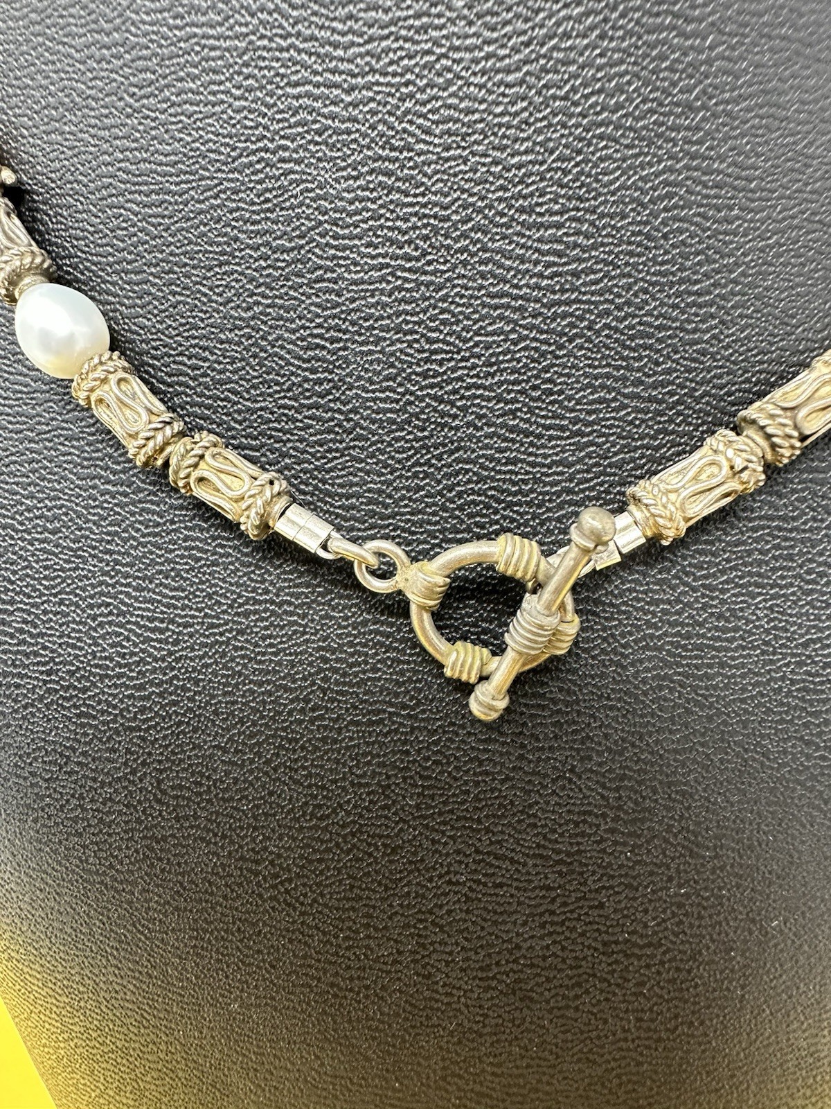 Sterling Silver Natural Pearls Choker Necklace & Bracelet Set Chic 72g 16in 6in
