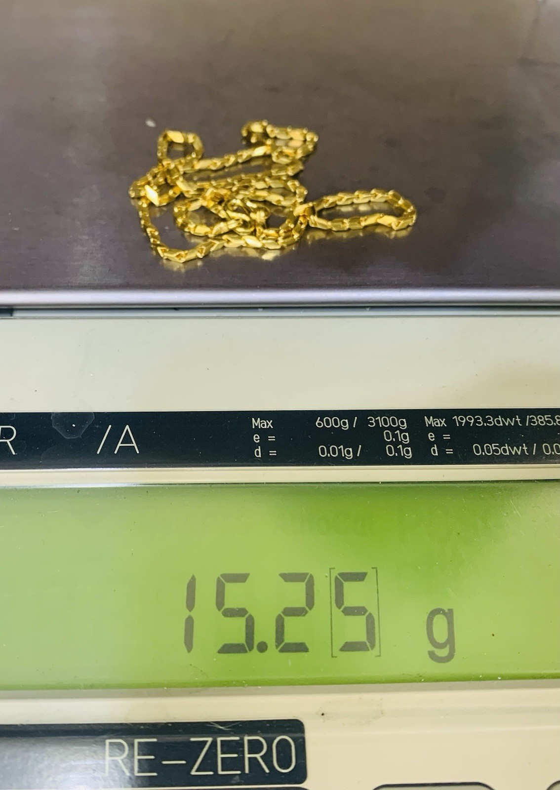 23K Solid Yellow Gold Handmade Bar Link Chain Necklace 15.20Grams 17 Inches