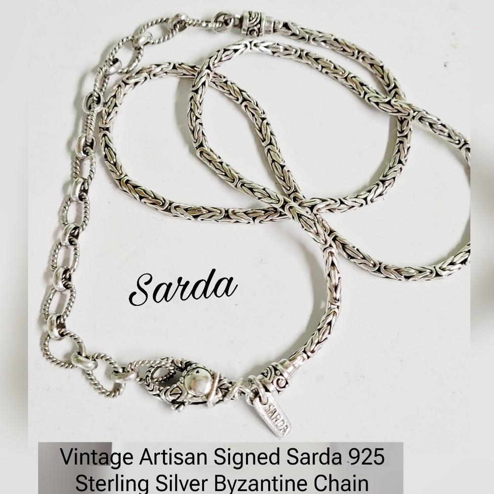 VINTAGE SARDA STERLING SILVER 20.5″+ NECKLACE 925 23.5g Large Sarda 3″ Pendant
