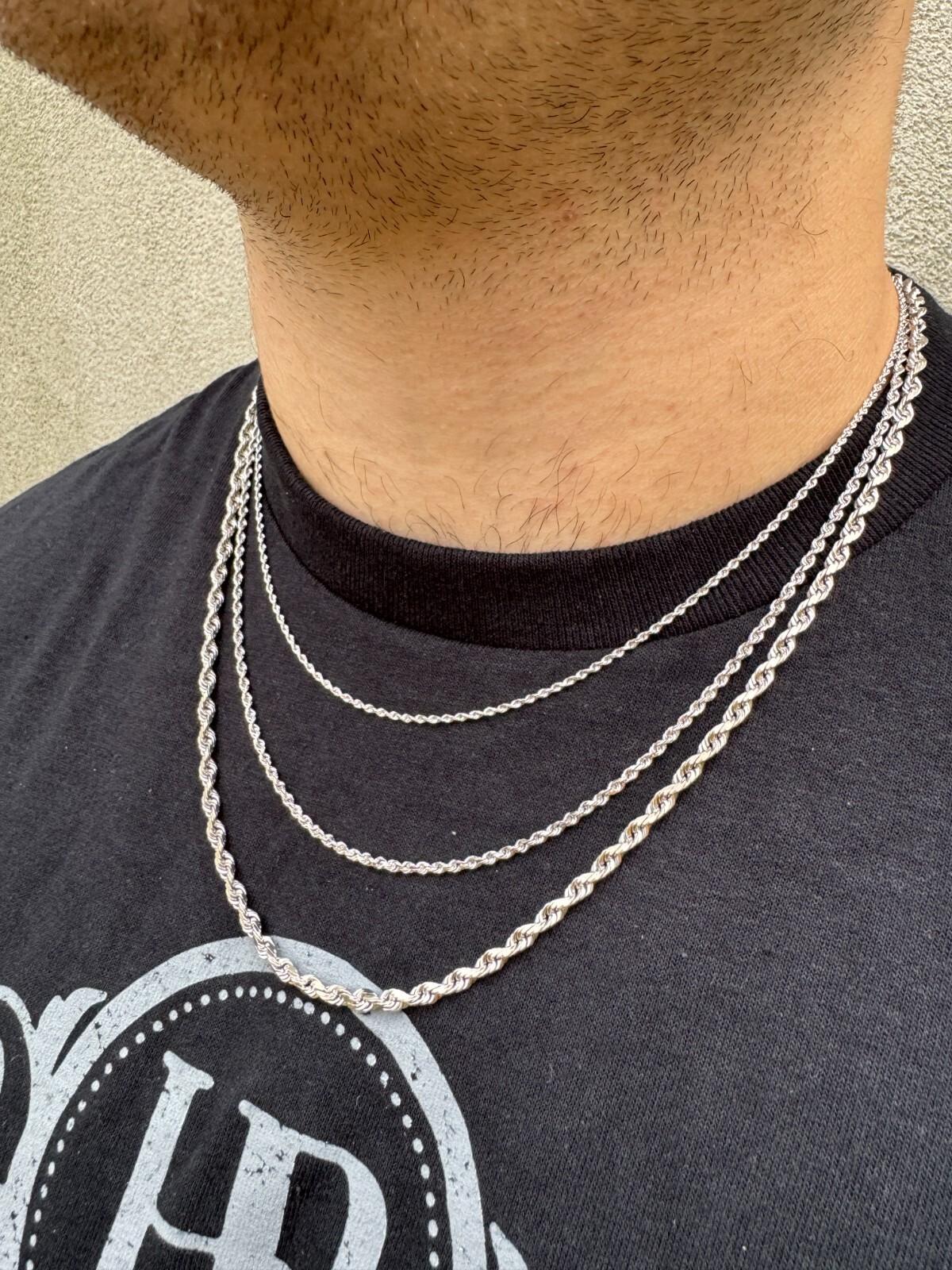 Solid 14k White Gold Men’s Women’s Real Rope Chain Necklace 1.5mm-4mm