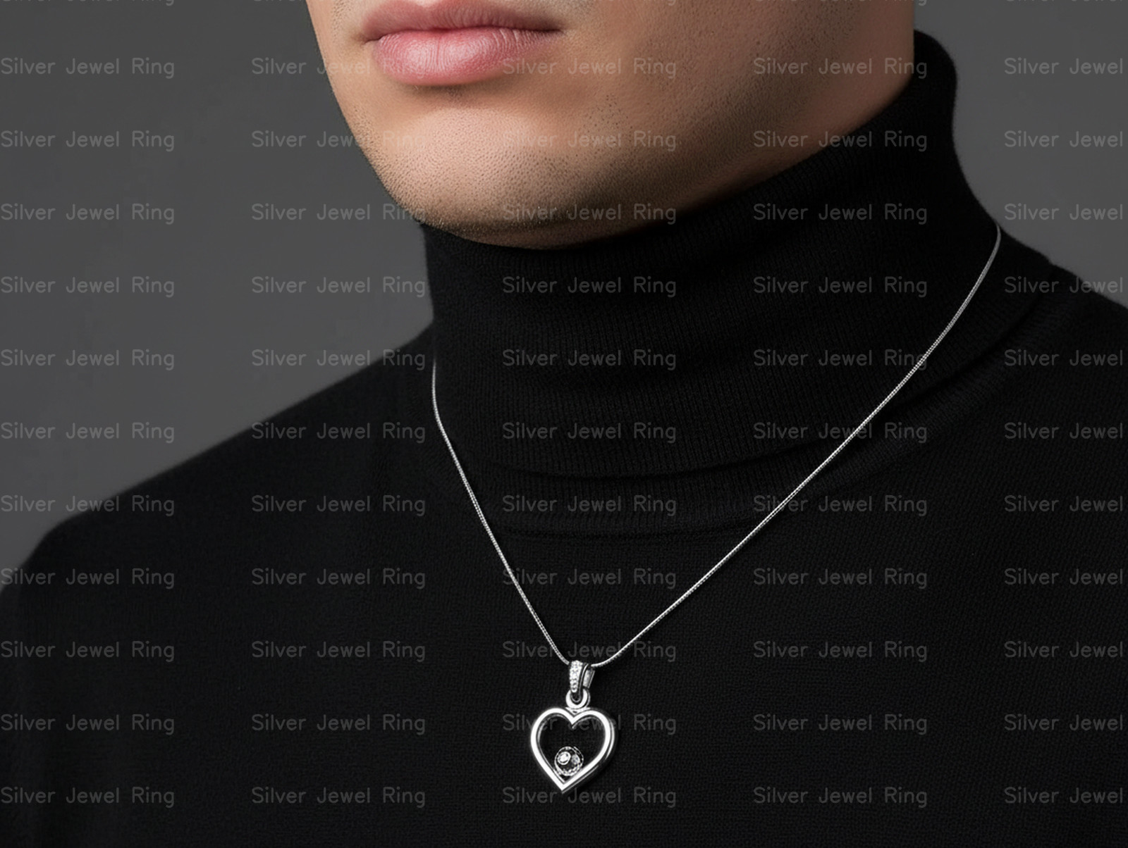 Silver Jewel Ring 925 Sterling Silver Heart Soccer Ball Pendant Couple Necklace