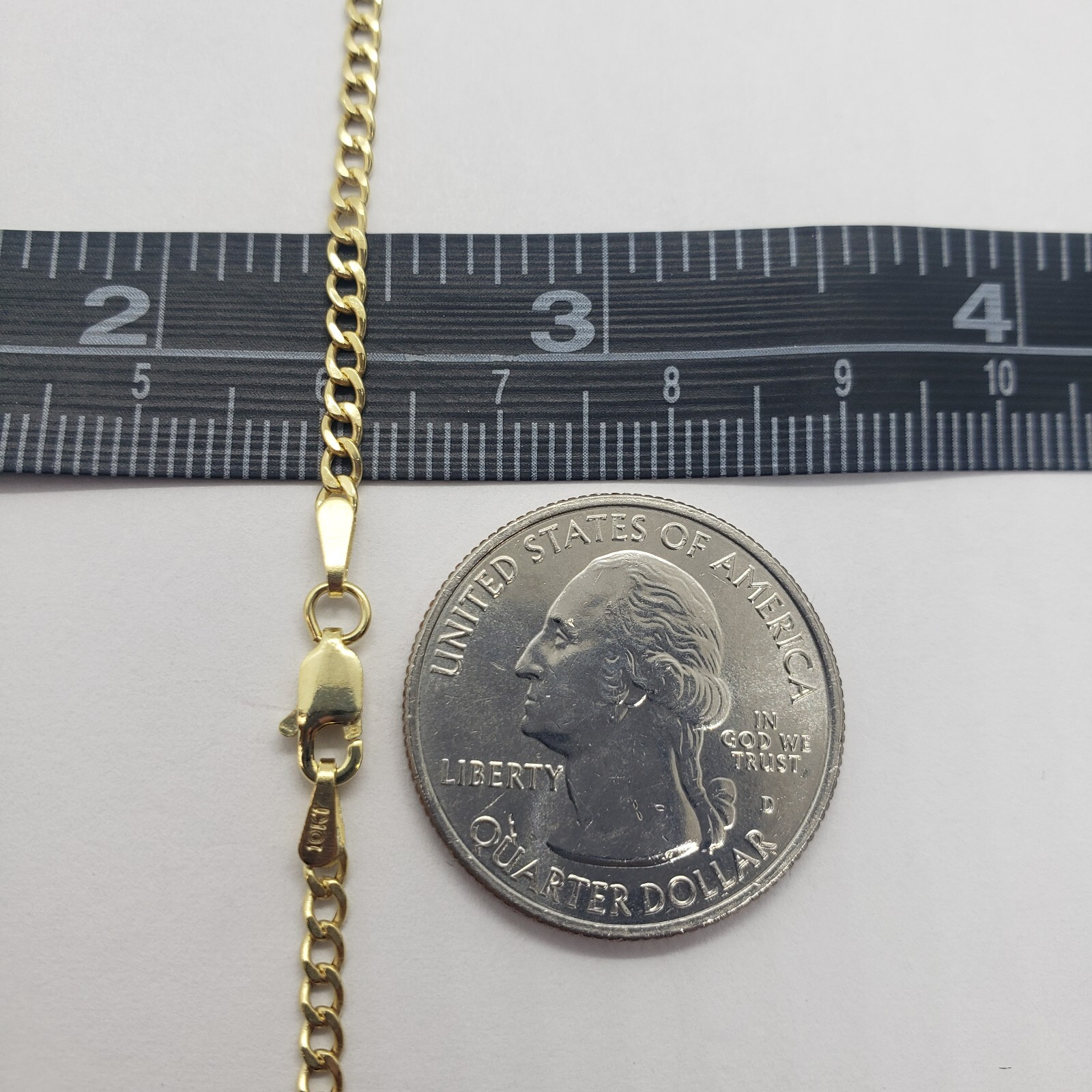 10K Yellow Gold Hollow Cuban Curb Chain Link Necklace Bracelet 2~7mm All Sizes