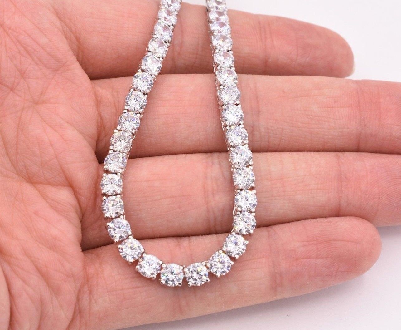 5mm Round Cut CZ Tennis Chain Necklace Real Solid Sterling Silver ANTI TARNISH