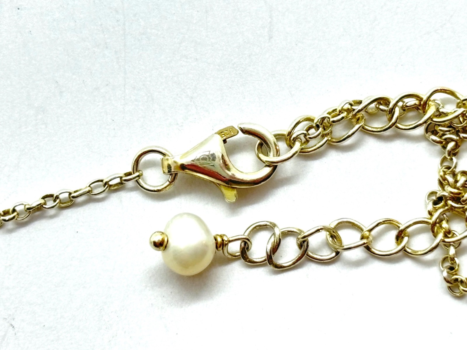 Sterling Silver Gilt Large Natural Baroque Pearl Pendant Necklace – 11.2 grams