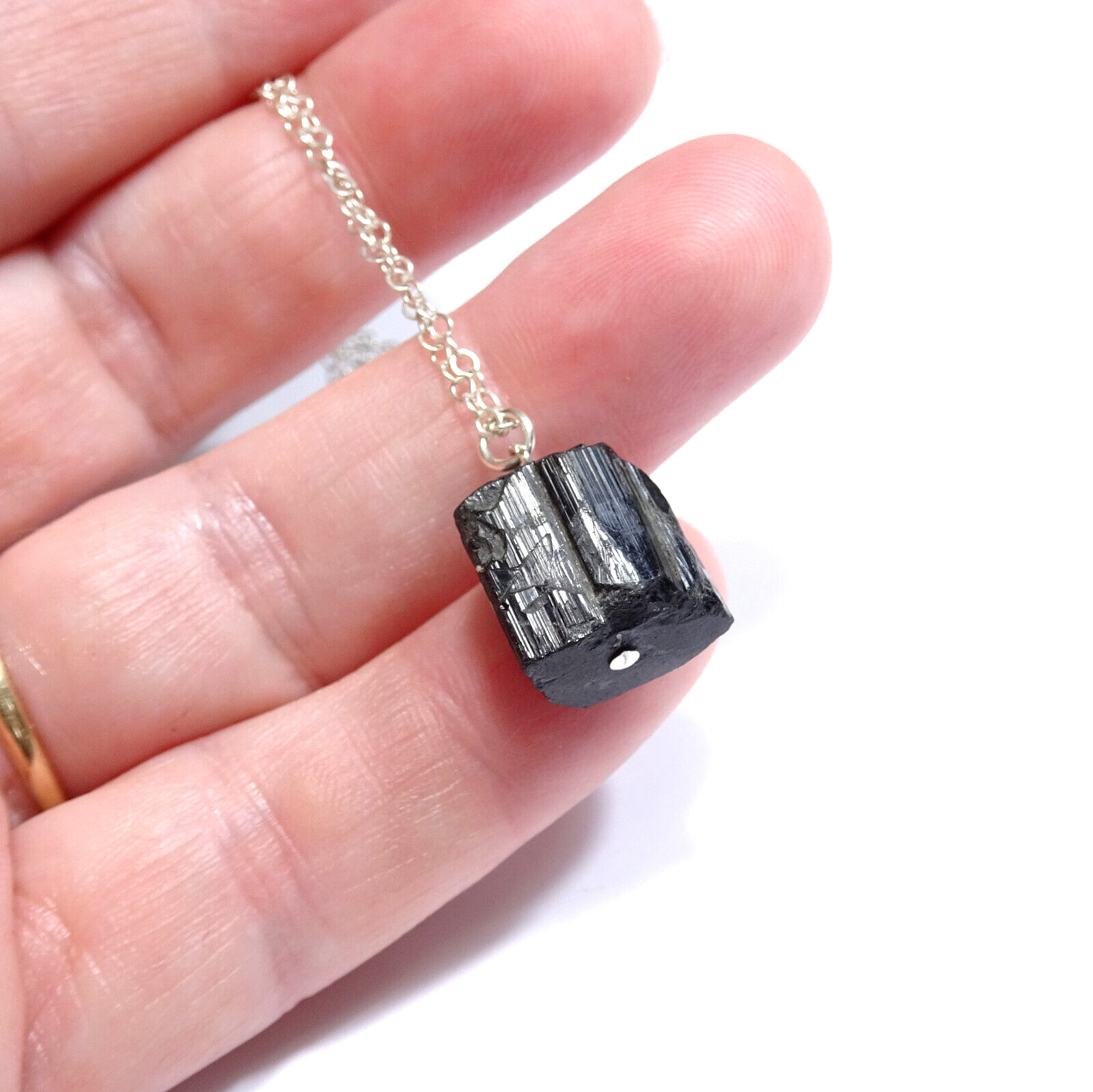 Crystal Raw Black Tourmaline Necklace Root Chakra Jewelry 925 Silver Chain Video