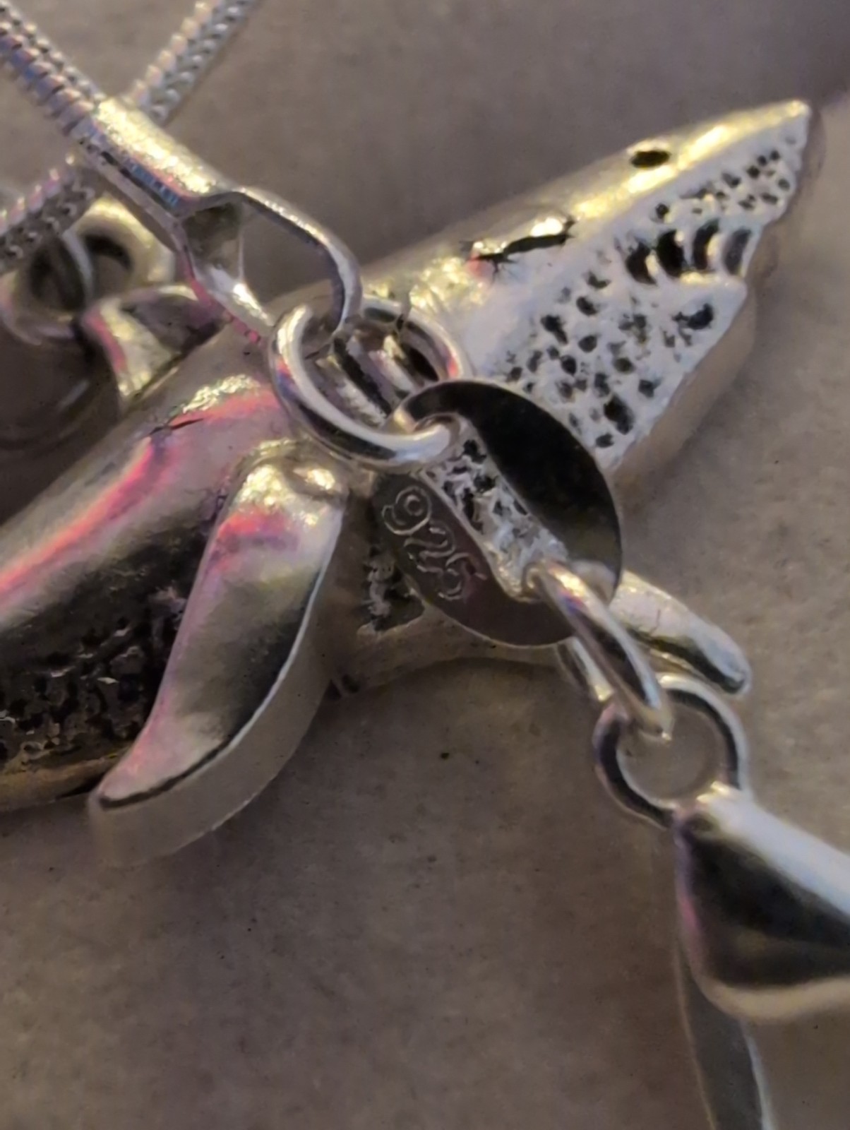 Sterling 925 Great White Shark Necklace Pendant Hand Casted Detail Beach Sailor