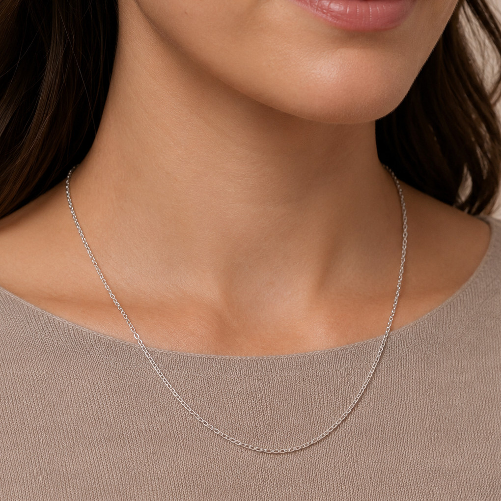 925 Sterling Silver Rhodium Plated Cable Chain Necklace – 1.9mm