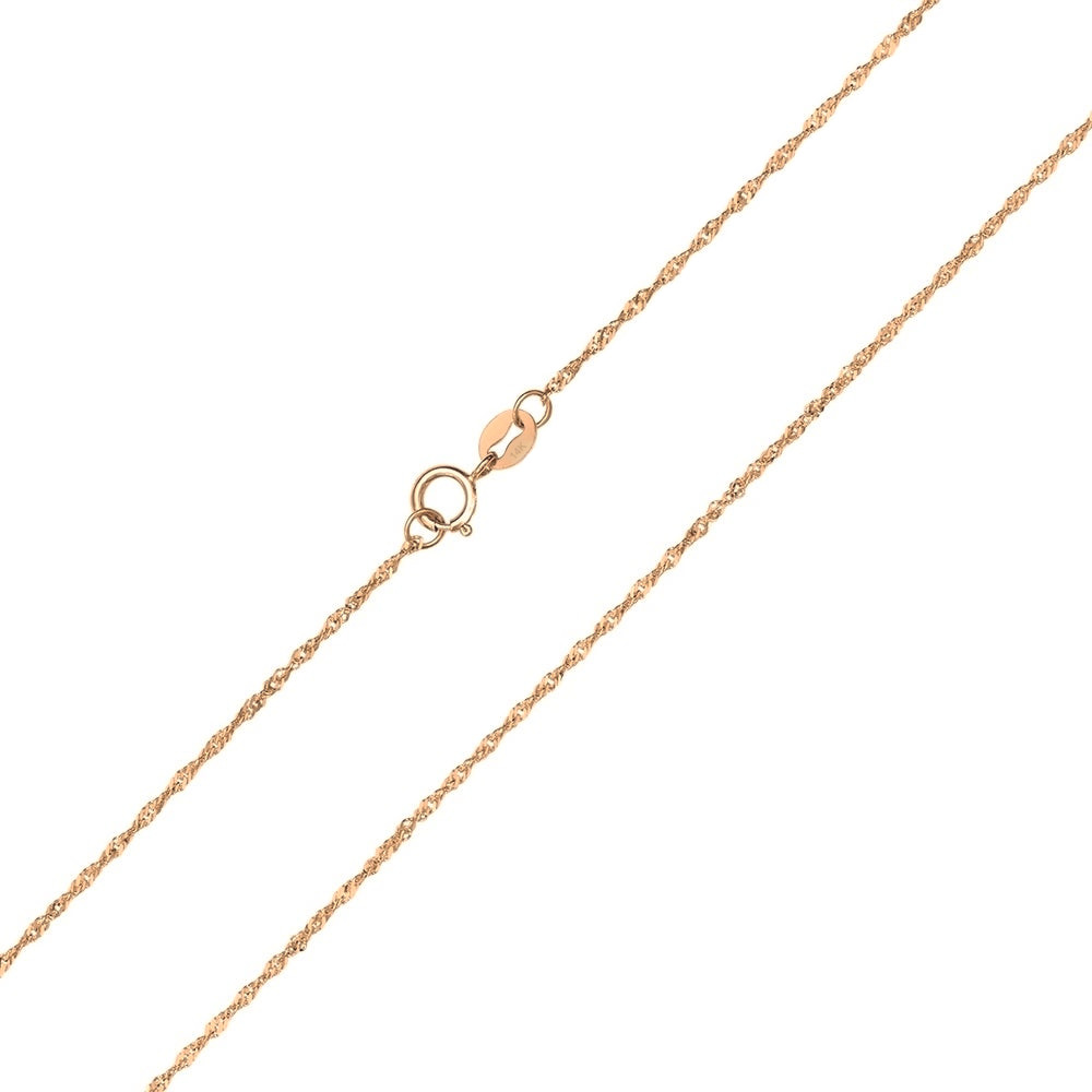 14K Rose Gold Singapore Chain 1.1mm wide Sparkling Necklace Spring Ring Clasp