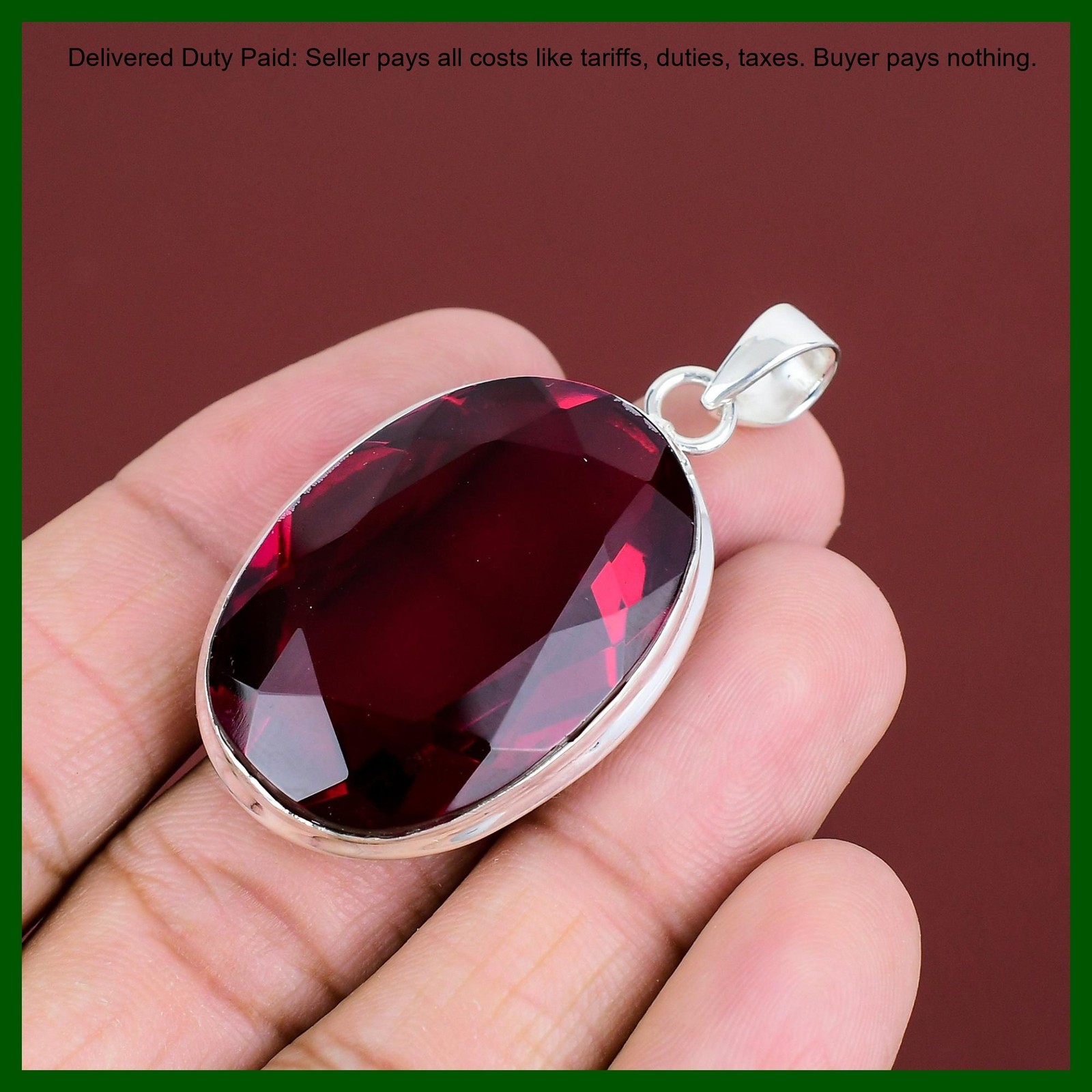 Oval Rubellite Stone Anniversary Sister Birthday Wedding Boho Pendant 925 Silver
