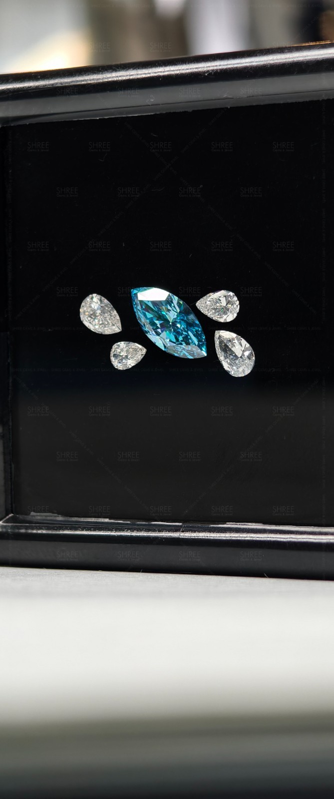 2.00 TCW Fancy Blue Marquise Diamond Cluster White Pear Cut Loose Stones Lot