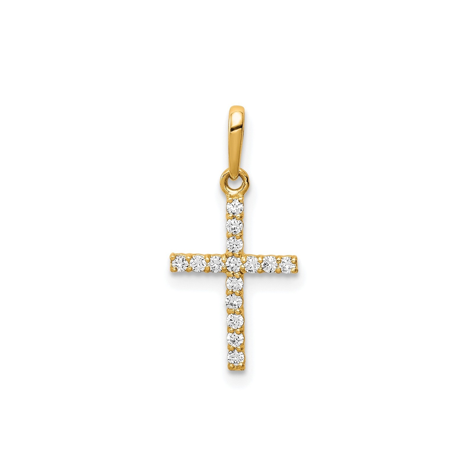 10k Yellow Gold Solid Cross Pendant Charm Religious Jewelry 18.89mm
