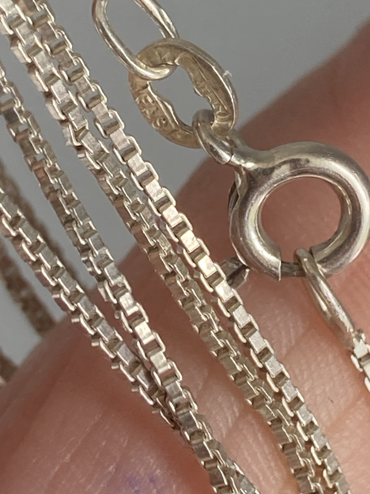 Chain Necklace Sterling Silver 25″ Box Link 925 ” 1mm Drapes Nice Italy FAS Long