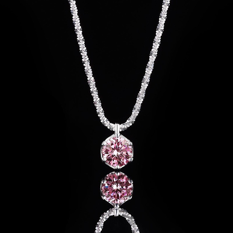 1/2ct Round Cut Multicolor Moissanite Pendant Necklace 925 Sterling Silver Chain