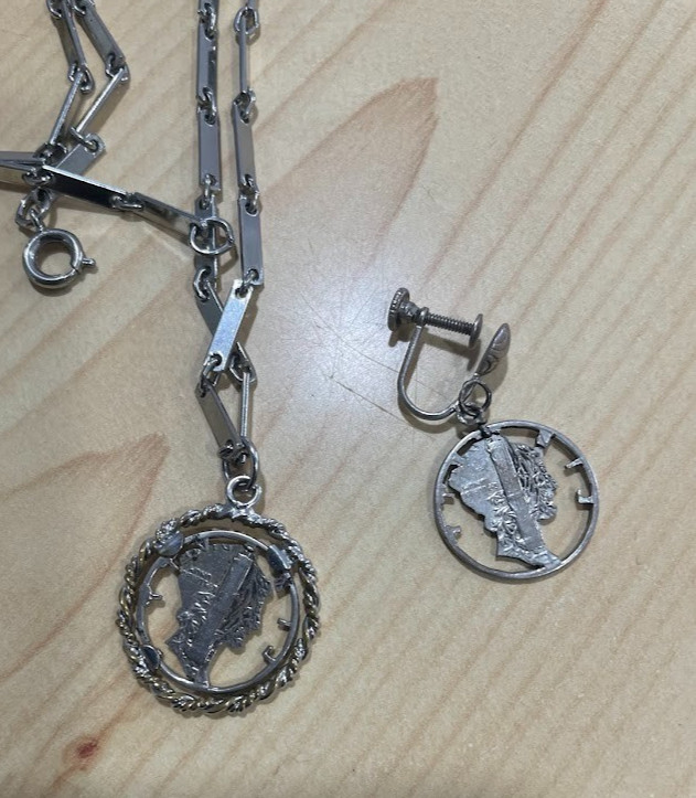 2 Beautiful U.S. SILVER Mercury Dime ART CARVED Pendant W/ Necklace As Shown