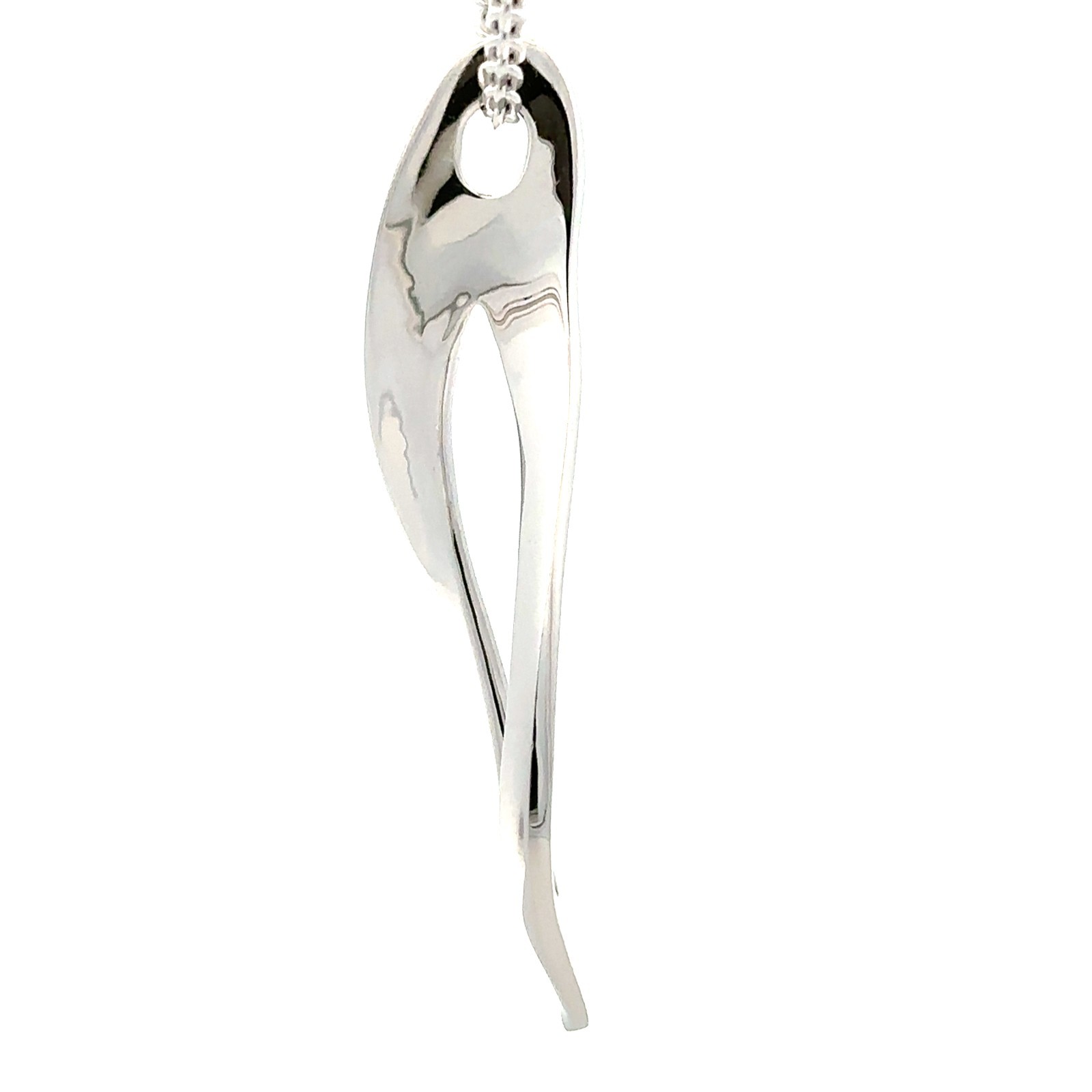 ELLE Sterling Silver Freeform Necklace (1 x 2 3/4 inch) Chain 24 Inch