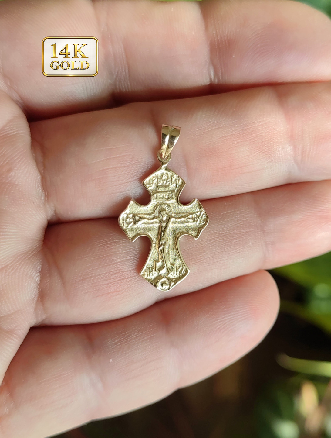 14k solid yellow gold cross pendant, female golden cross, male gold cross,