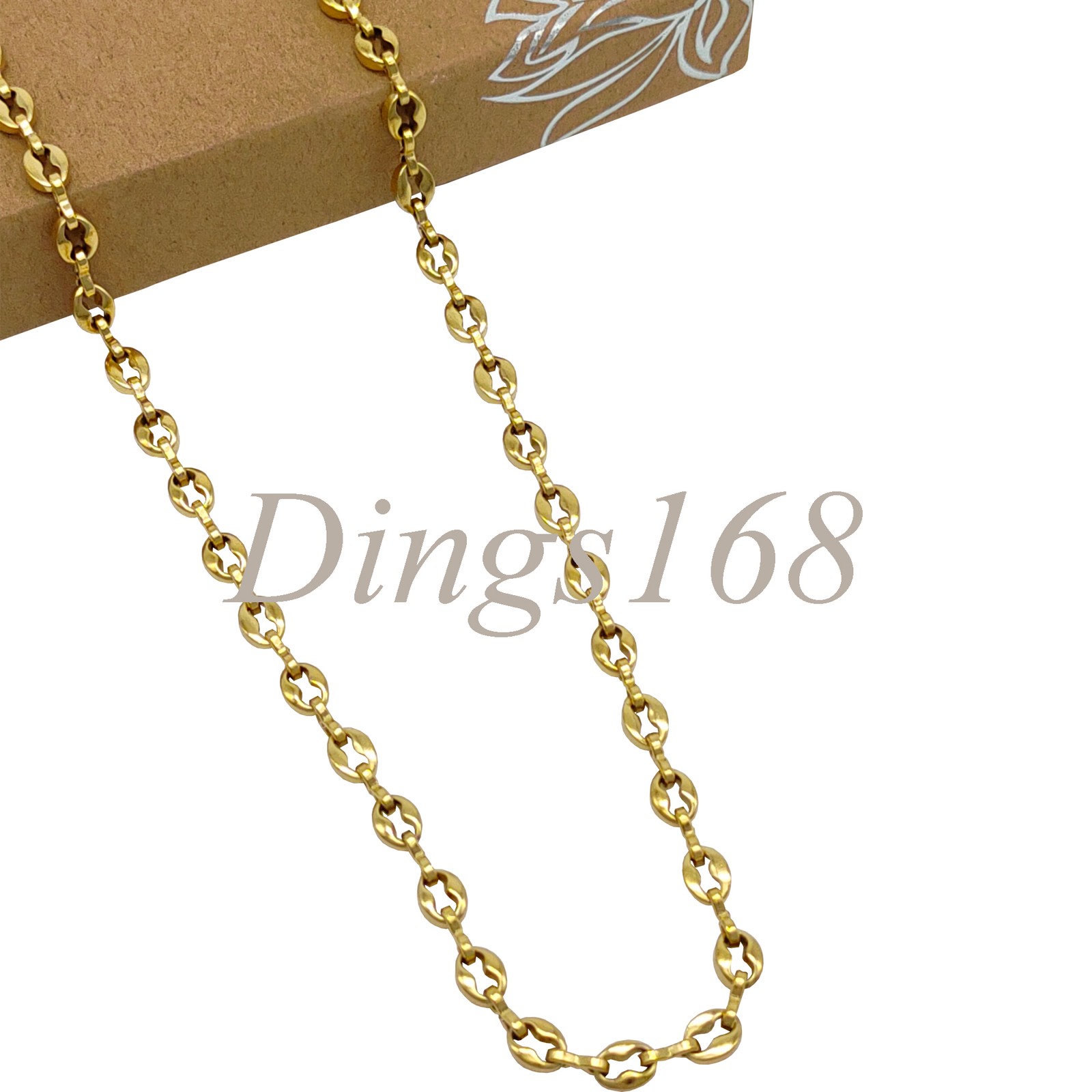 18K Yellow Gold Filled Nickel/Lead-Free 16″/17″ 4.5mm Coffee Bean Chain Necklace