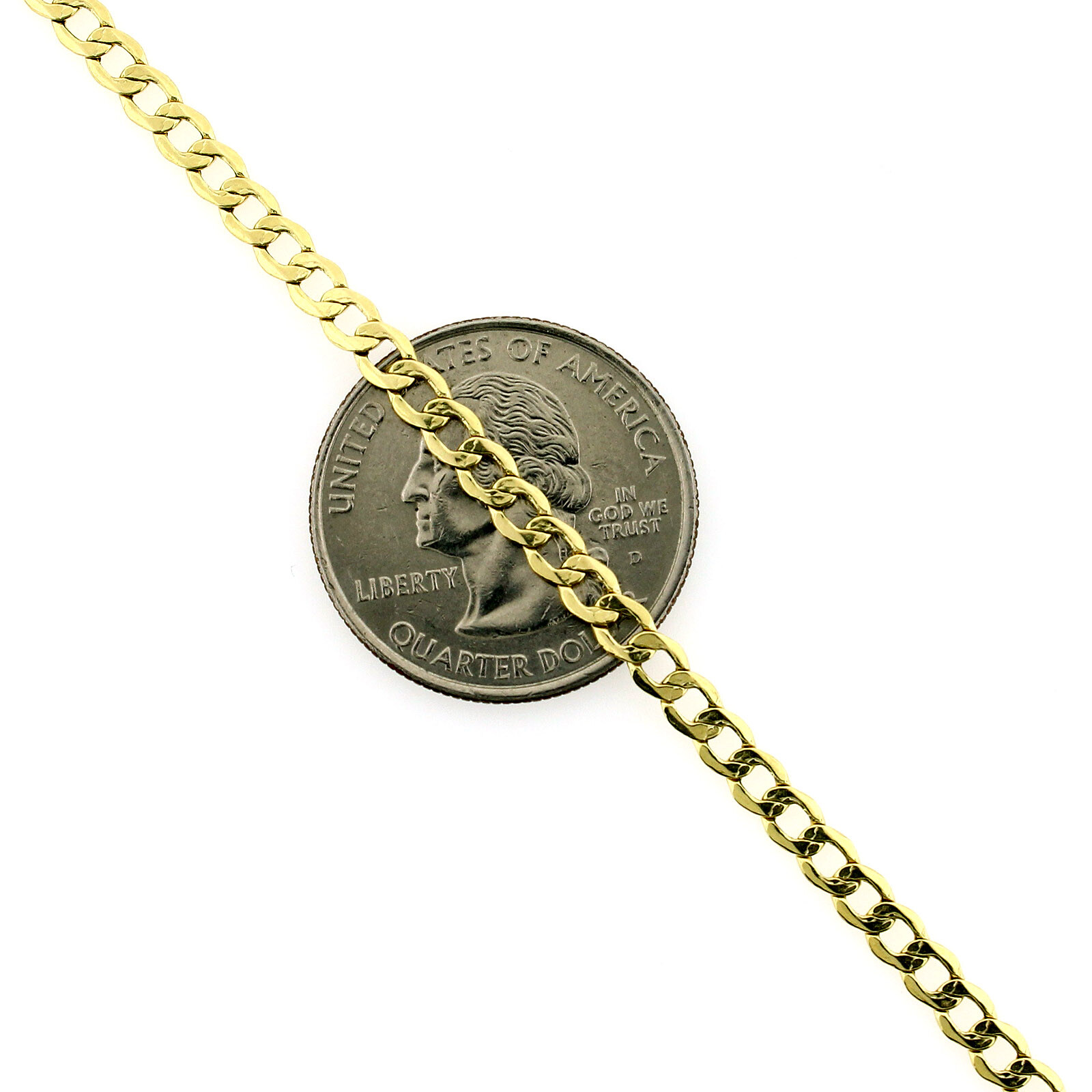 10K Yellow Gold 2mm-6.5mm Curb Cuban Chain Link Necklace or Bracelet 7″- 30″