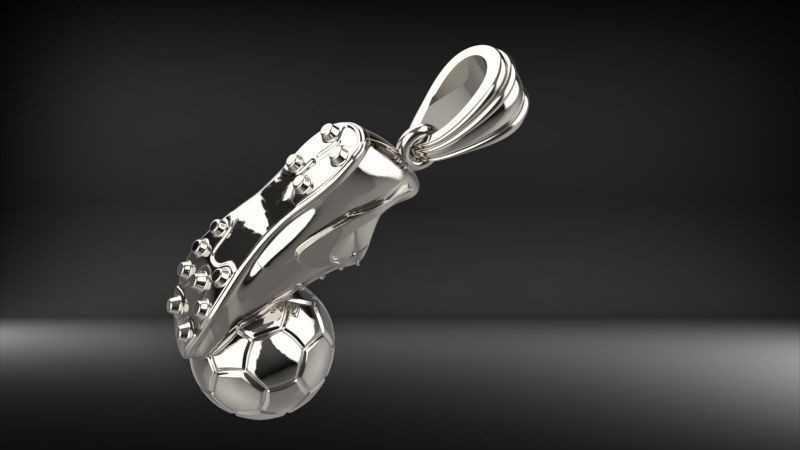 Soccer Ball & Boot Pendant 999 Fine Silver