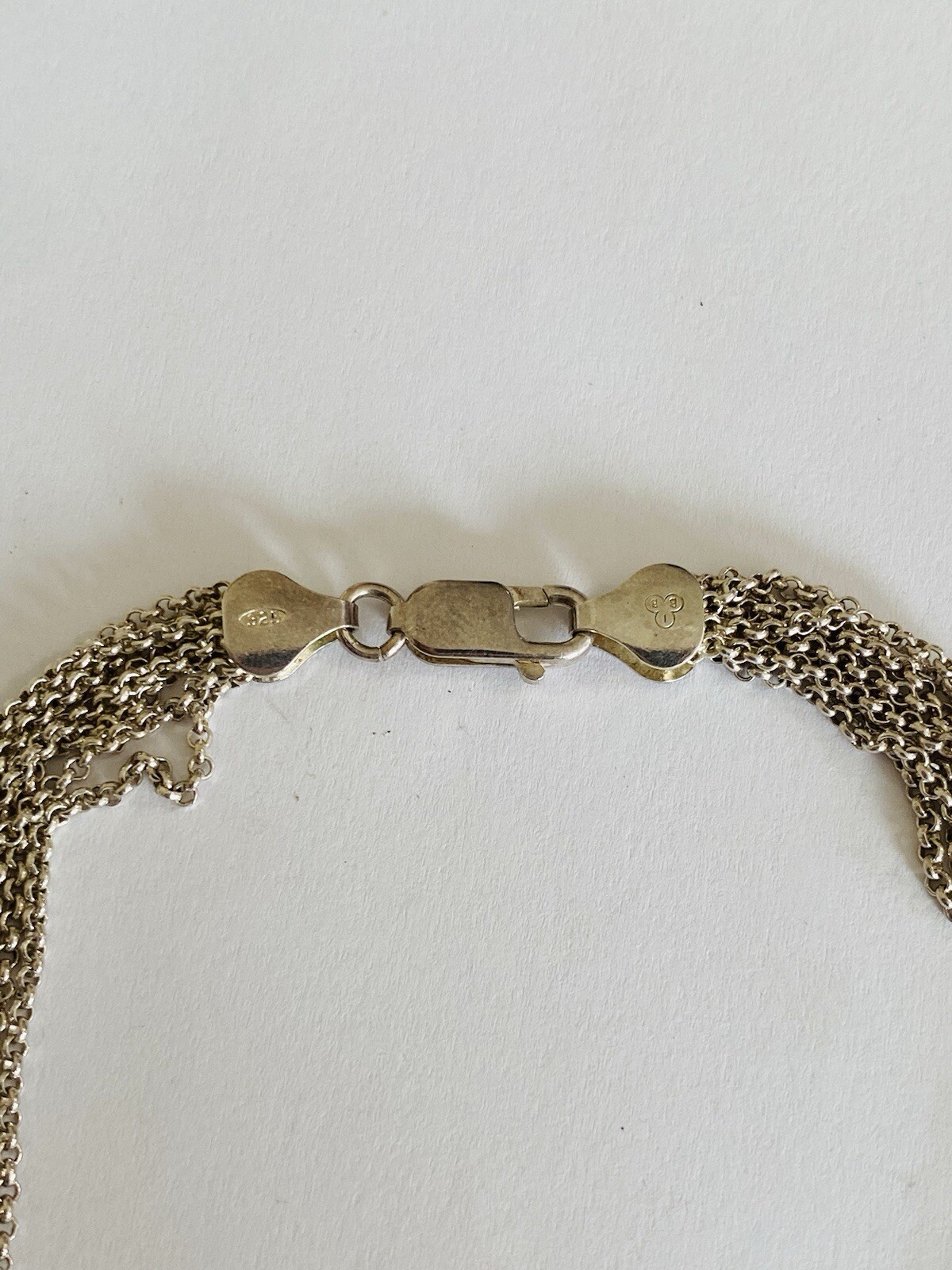 Vintage IBB Sterling Silver Multi Strands Chain Heart Choker Necklace 28-Grams