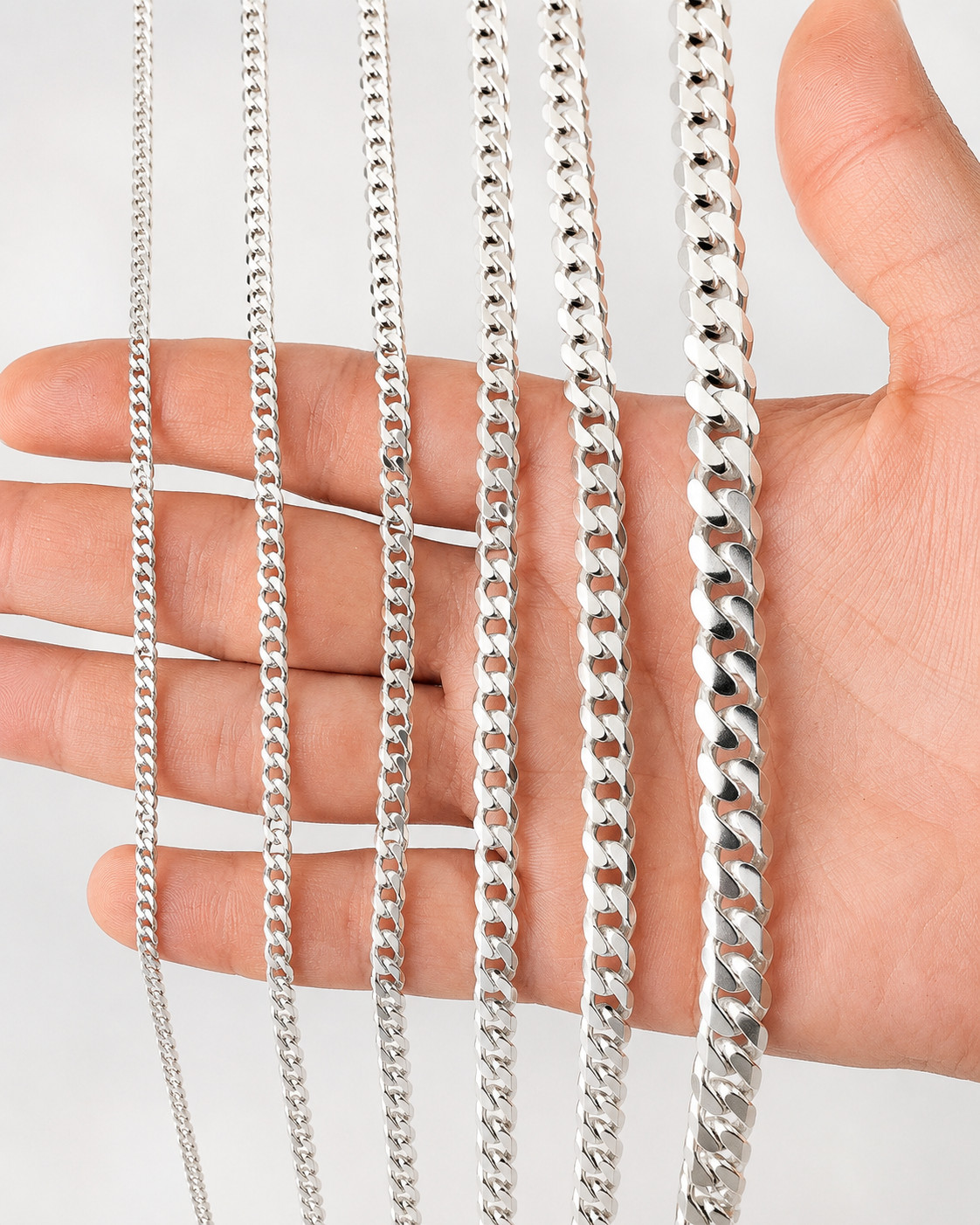 925 Sterling Silver Cuban Curb Chain Necklace Men Women Italian Link Jewelry