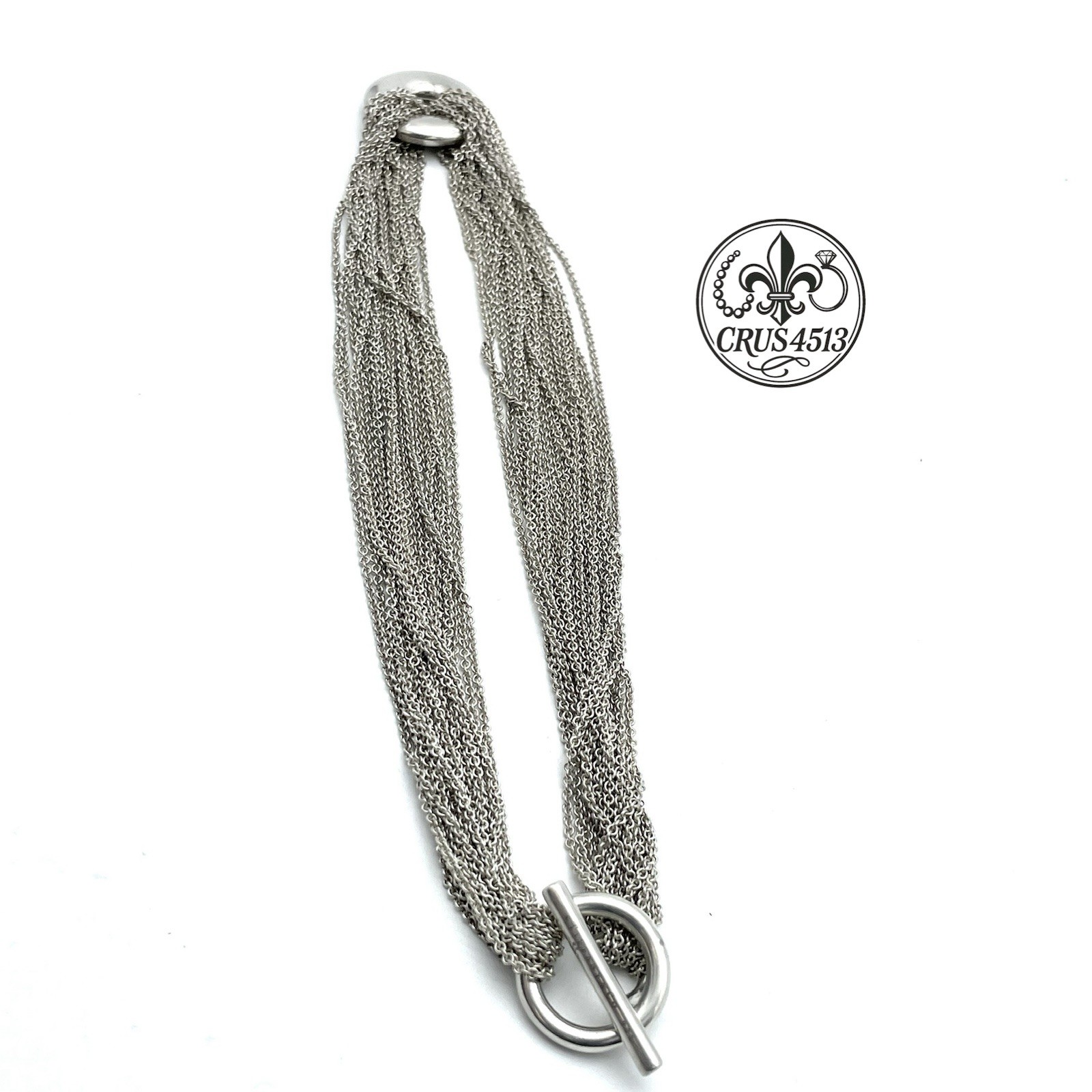 Tiffany & Co. Sterling Silver Circle Charm Multi Chain Choker Togged Necklace