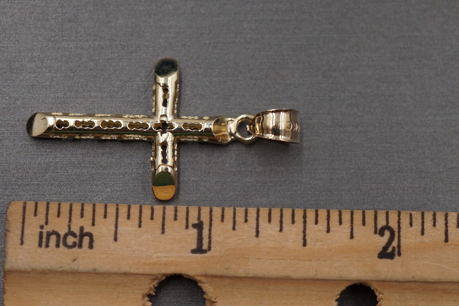 10K Yellow Gold Hollow Tube Crucifix Cross Charm Pendant. 3 Sizes Men Women Kid