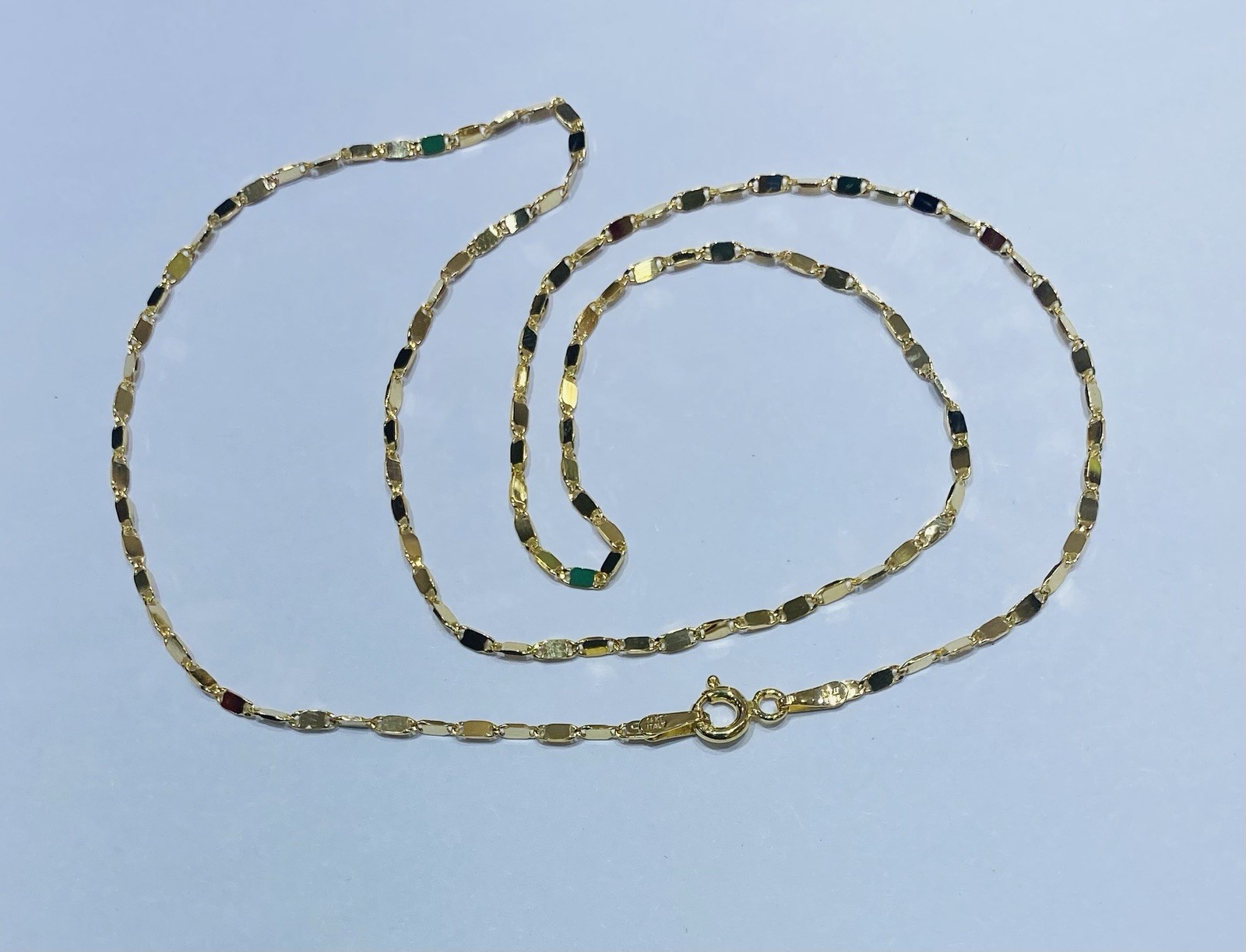 14K Solid Yellow Gold Diamond Cut Link Chain Necklace 17.5Inches (3.15GM)
