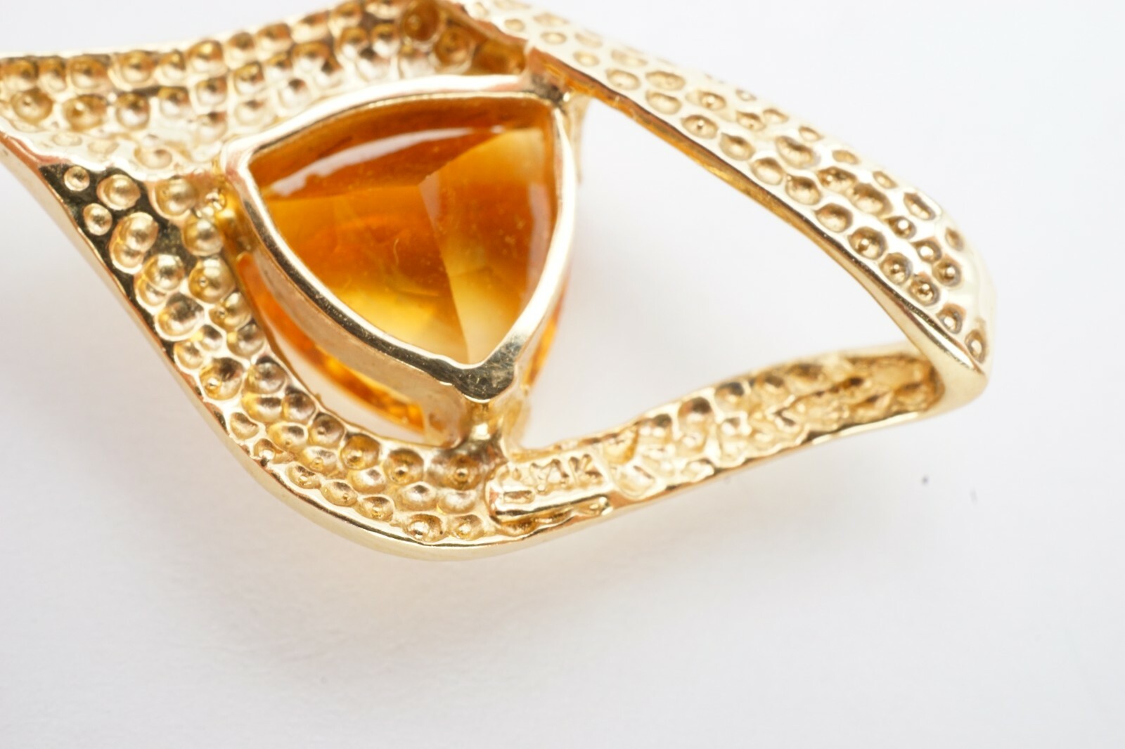 14k Yellow Gold 3 Carat Trillion Cut Citrine Omega Enhancer Pendant