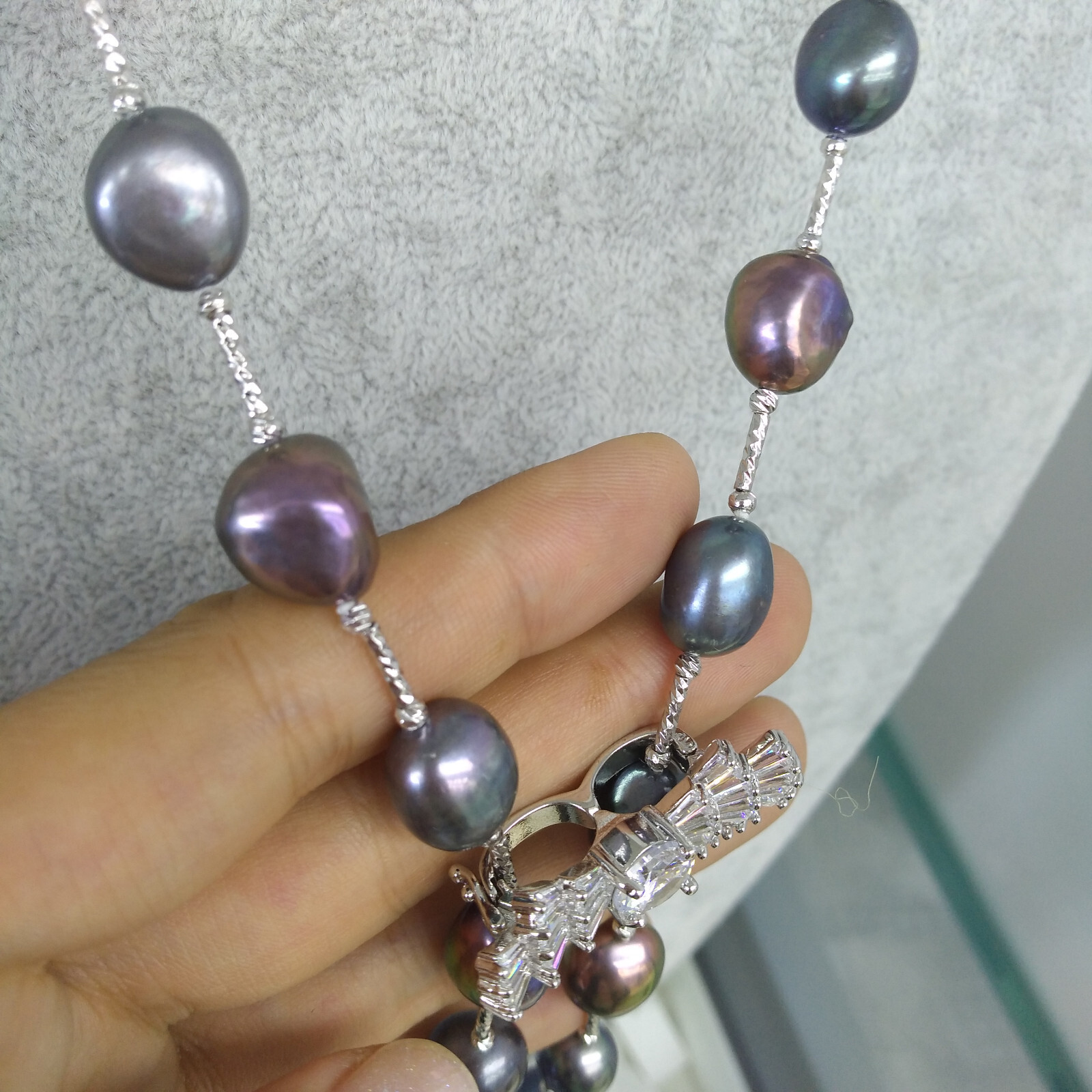 30″ Design Pretty 7-9mm Natural South Sea Peacock Black Pearl Necklace 14KGP