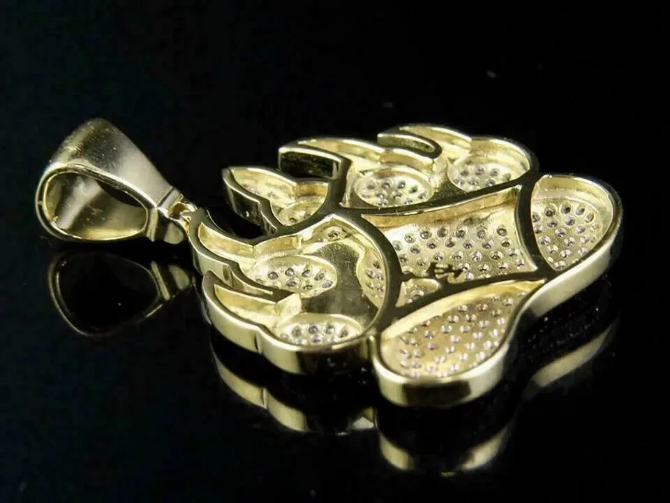 2Ct Round Cut Diamond Dog Paw Hip Hop Pendant 14k Yellow Gold Finish Free chain