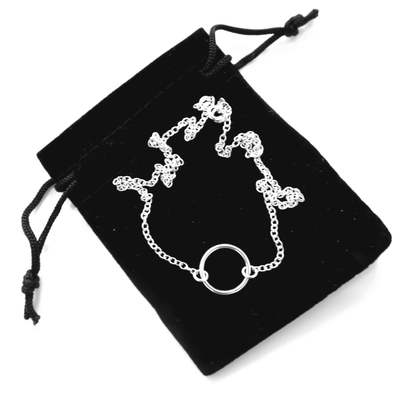 15mm Sterling Silver Karma Necklace Eternity Infinity Circle Ring Chain Handmade