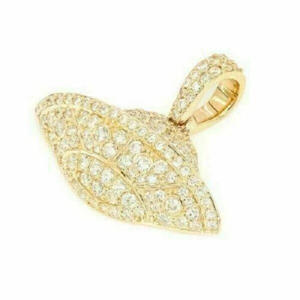 2.20 CT Round Diamond UFO Spaceship Pendant 14K Yellow Gold Finish
