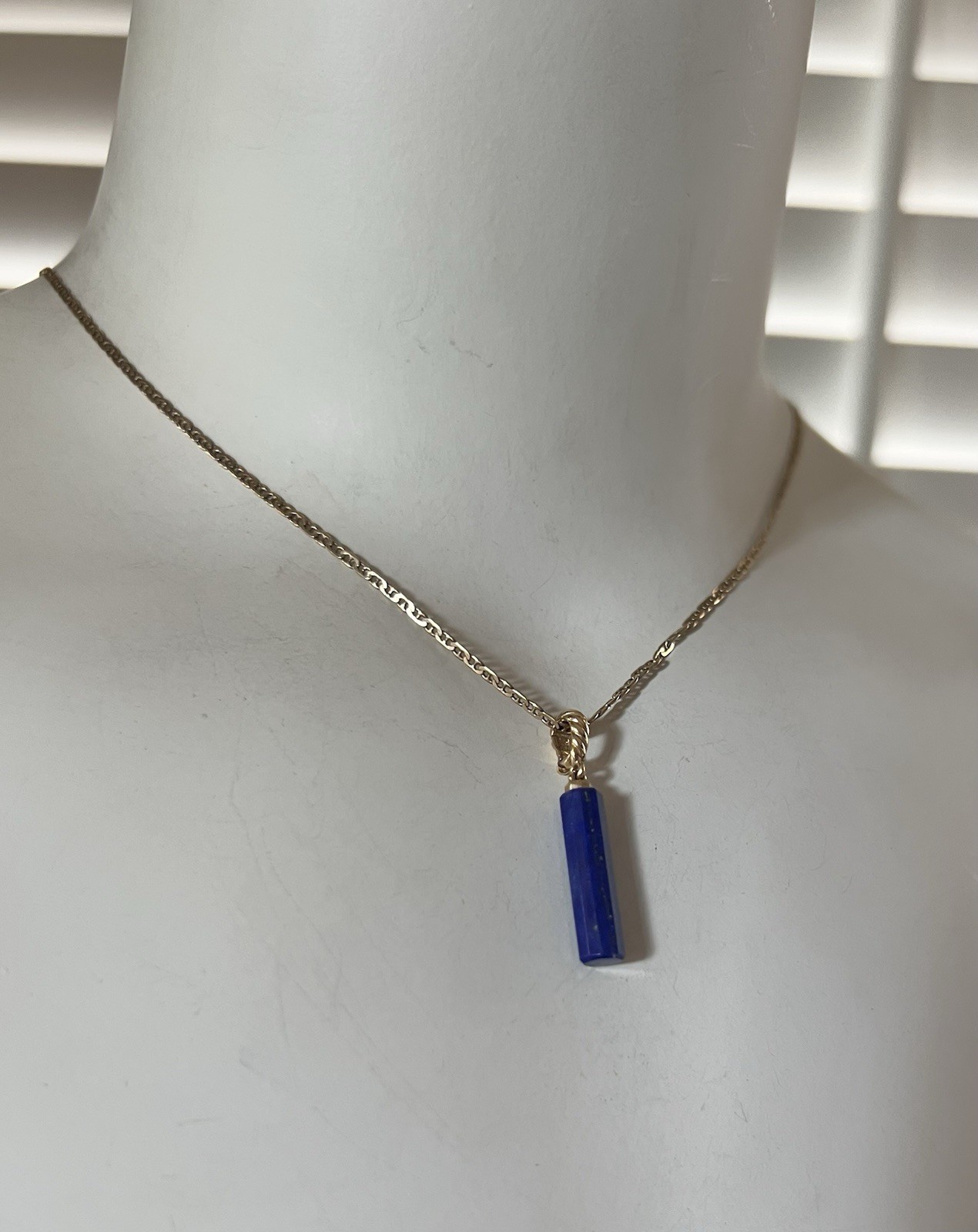 $650 David Yurman 18k Gold Lapis Lazuli Barrel Pendant Enhancer
