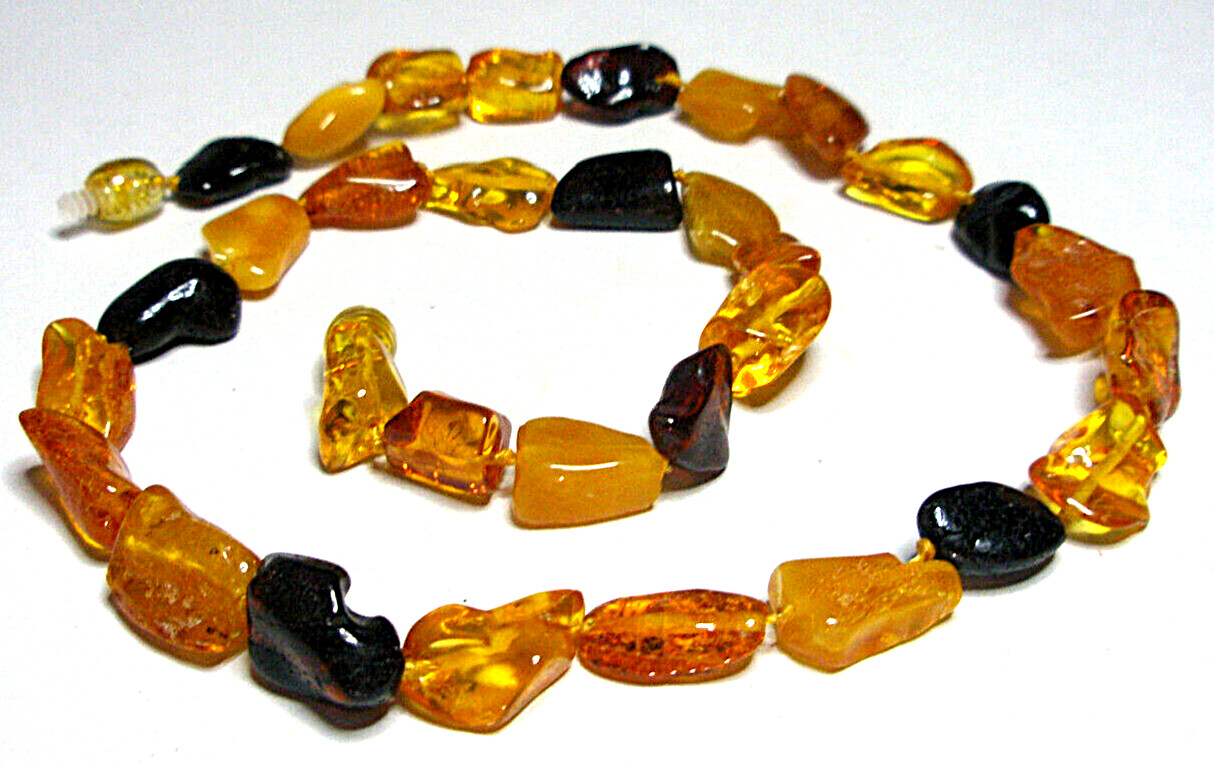 Genuine Baltic Amber Multicolor Women’s Necklace Boho Statement 45 cm – 17.7”