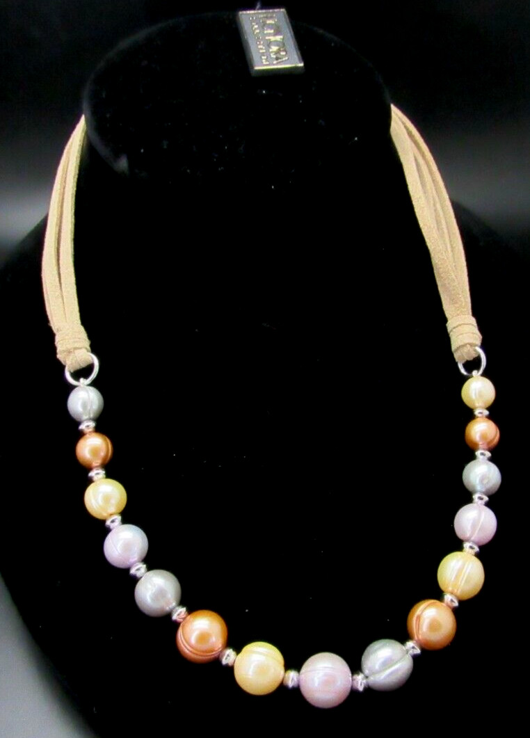 HONORA STERLING SILVER RING PEARL LEATHER NECKLACE NEW IN BOX